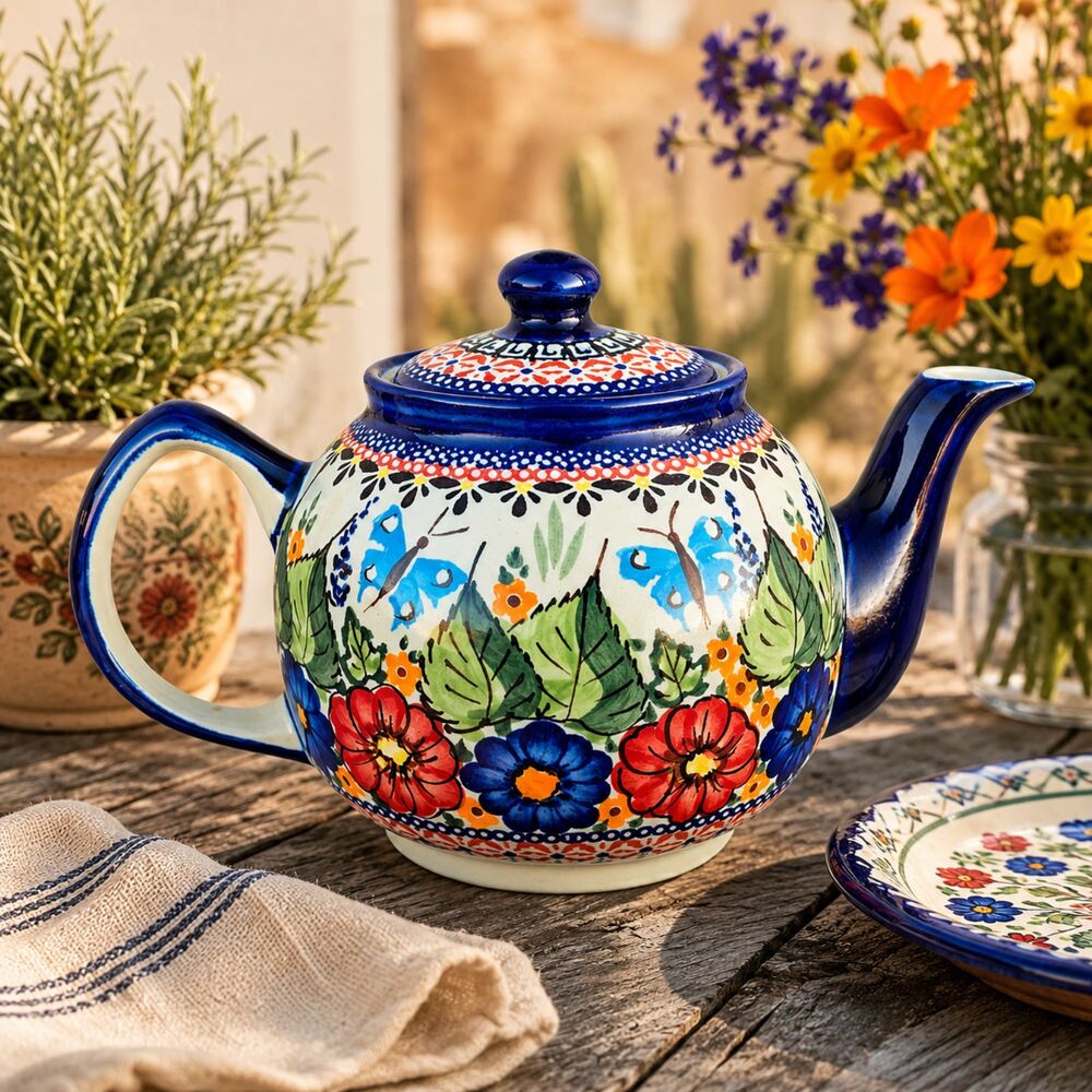 Boleslawiec ART-149 Butterfly Teapot 596 UNIKAT | Signed H Kuprysz